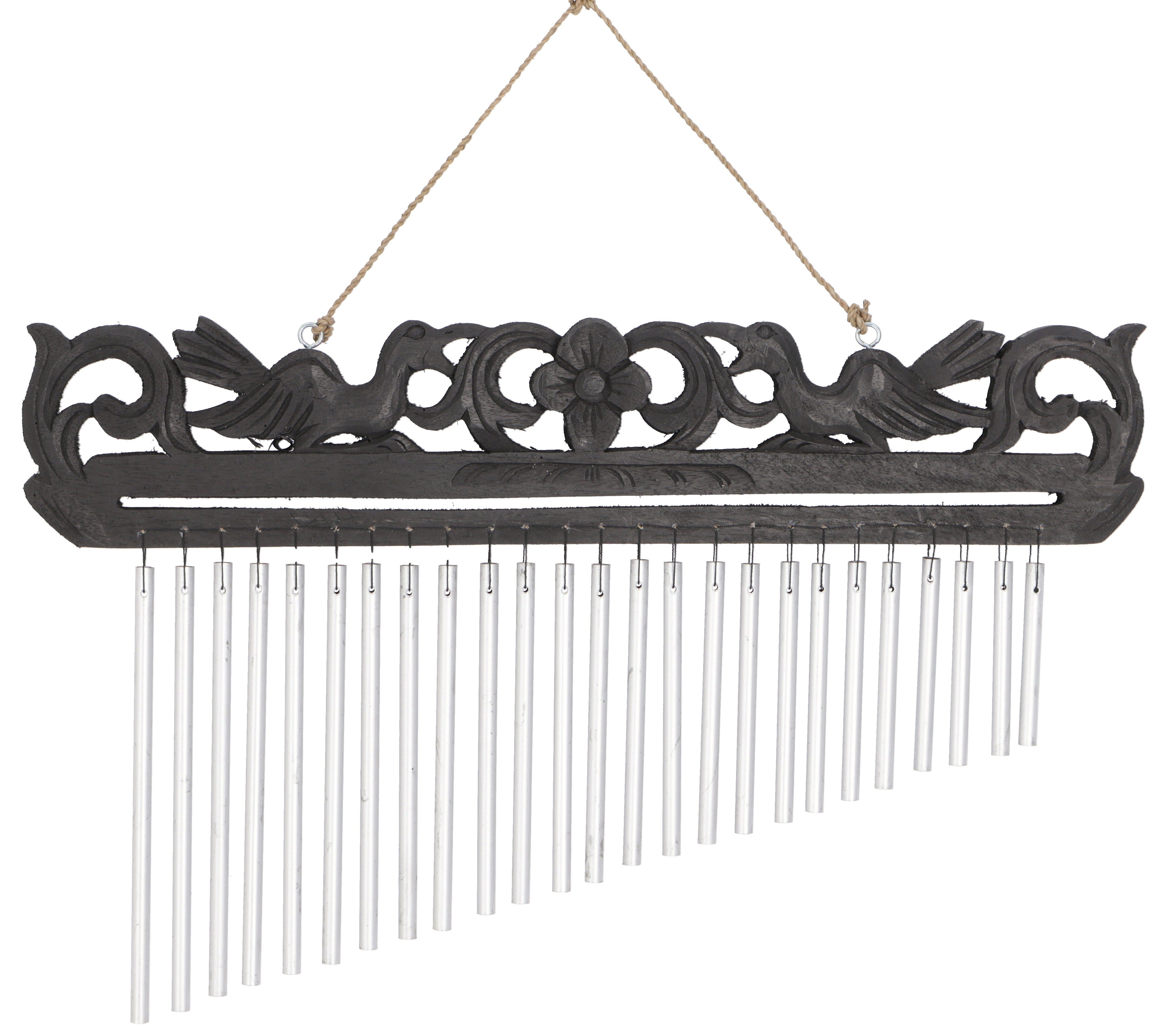 Guru-Shop Windspiel Aluminium Klangspiel, Windspiel mit Schnitzerei..