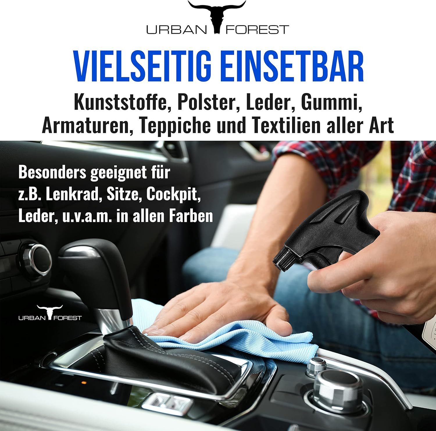 URBAN FOREST Auto Innenraumreiniger für Cockpitpflege & Innenraumpflege 500ml Auto-Reinigungsmittel
