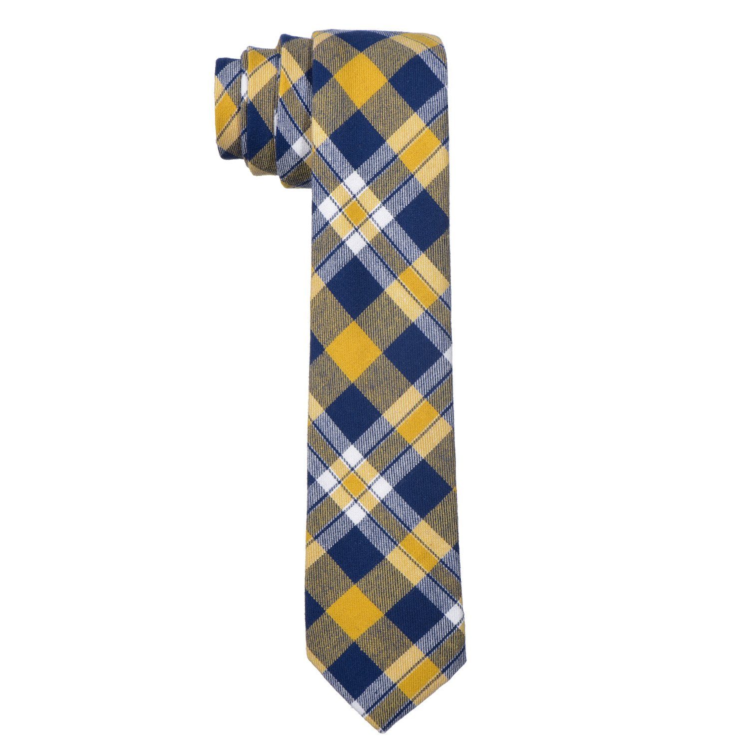 kariert cm Veranstaltungen 6 oder Streifen Baumwolle, oder oder 2 gestreift, Krawatte kariert für mit (Packung, Büro Herren gelb-dunkelblau Krawatte 1-St., festliche 1x Karos Krawatte) DonDon