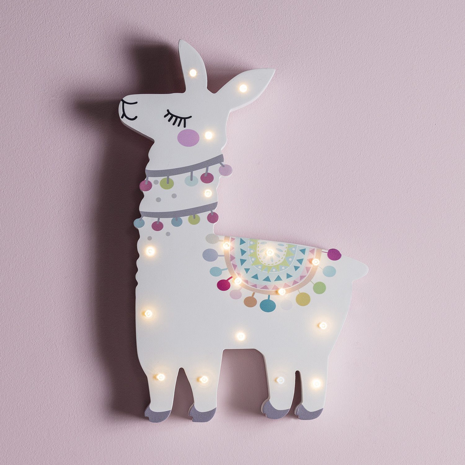 Lights4fun LED Wandleuchte Lama Wandlampe Kinderzimmer