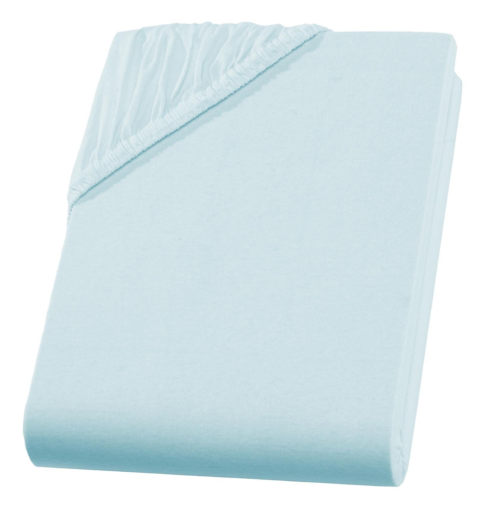 Carpe Sonno Spannbettlaken Jersey 90x200 100x200 120x200 140x200 160x200 180x200 200x200 70x140, Jersey, Gummizug: rundum, (1 Stück), 100% Baumwolle Spannbettlaken 90x200 Spannbetttuch Aqua