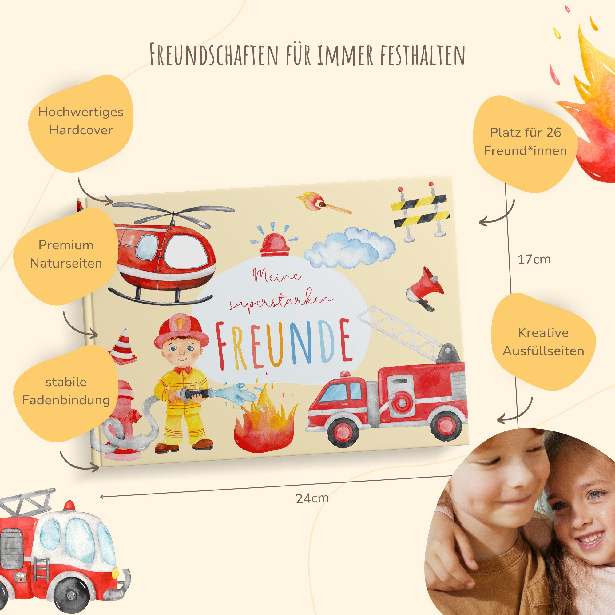 MeinBaby123® Tagebuch Freundebuch für Kinder, Freundschaftsalbum, Freundealbum Kindergarten und Schule, Freundschaftsbuch Hardcover