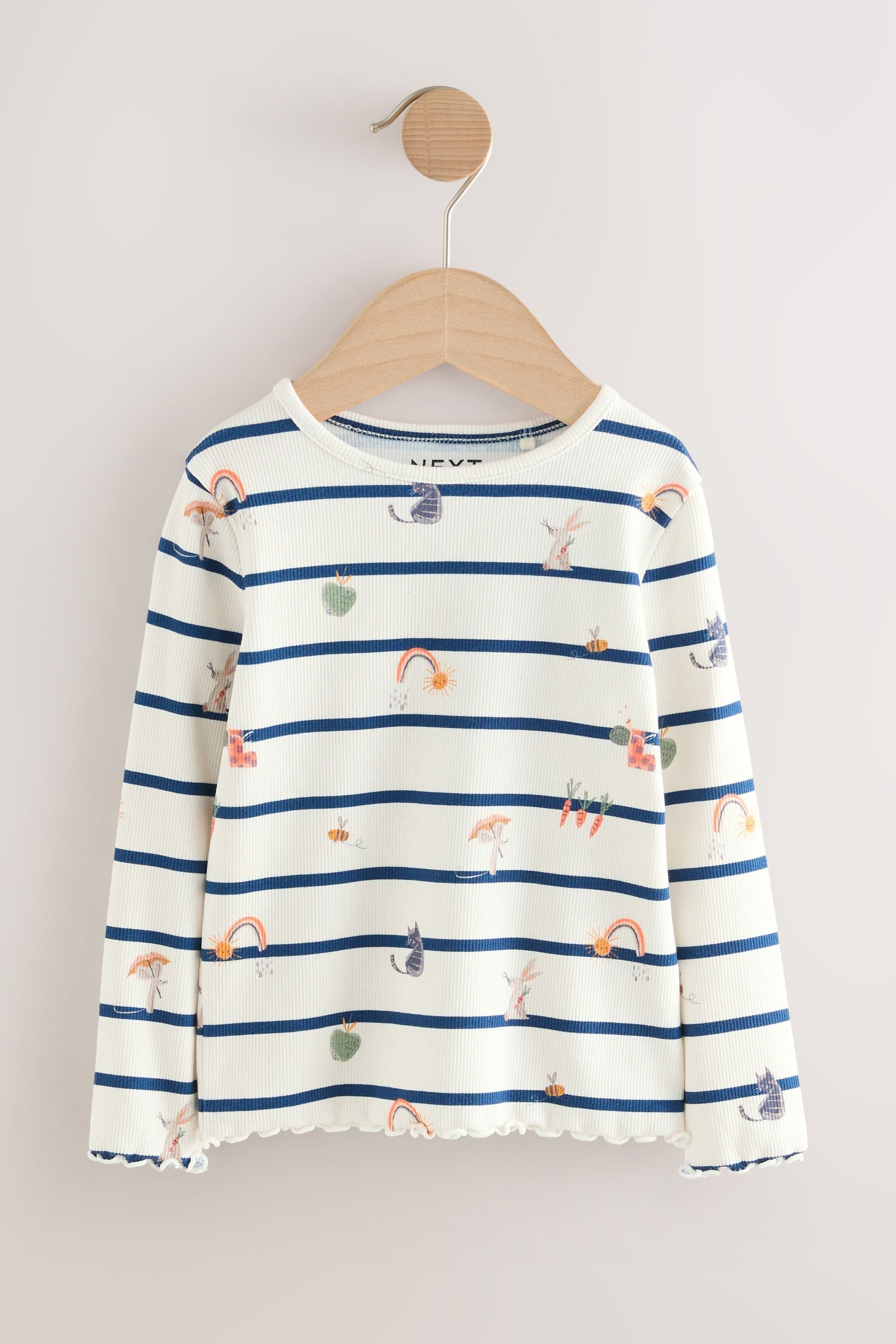 Next Blusenshirt Geripptes Langarm-T-Shirt (1-tlg) – Bild 3 von 5