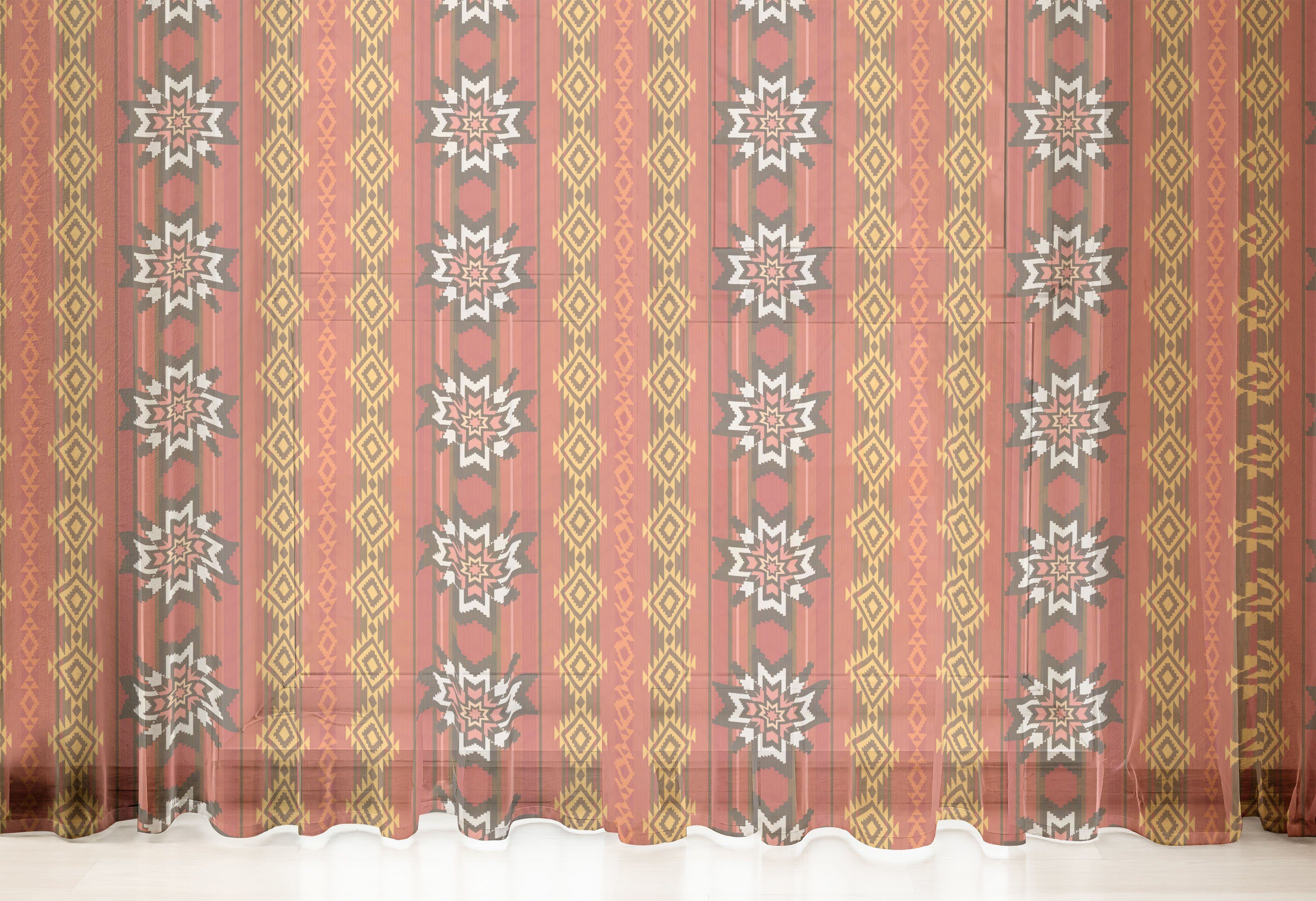 Gardine traditionelle Motiv Panels, Orange Party Hochzeit Abakuhaus, 2 für schiere Drapierung