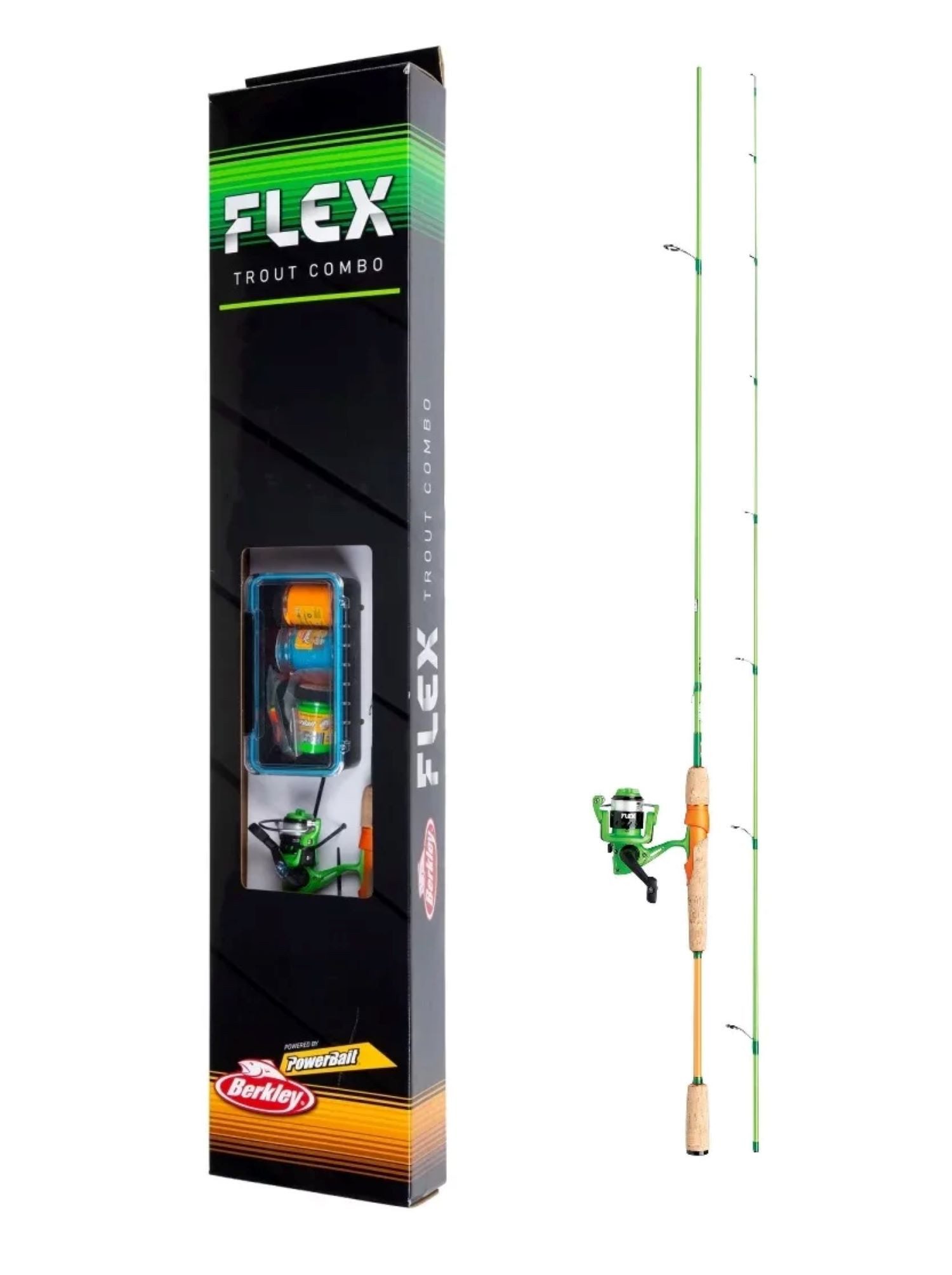 Berkley Forellenrute Flex Trout Combo 2,10m Forellenangelset Rute Rolle Schnur Powerbait, (Forellen Killer), Fangfertiges Set