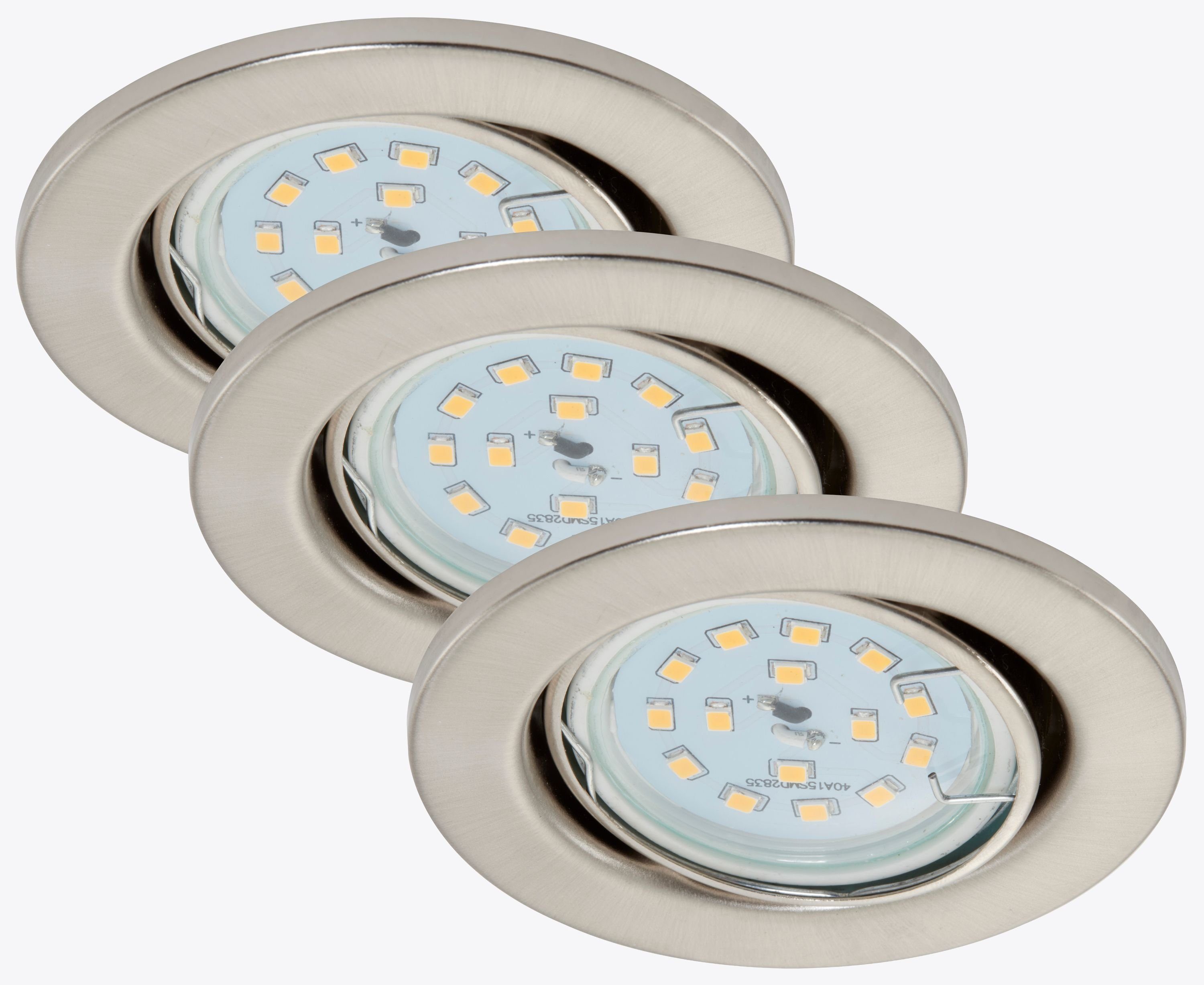 Briloner Leuchten Einbaustrahler, 7220-032, Warmweiß, wechselbar, matt-nickel, GU10, LED Einbauleuchte Einbauspot LED