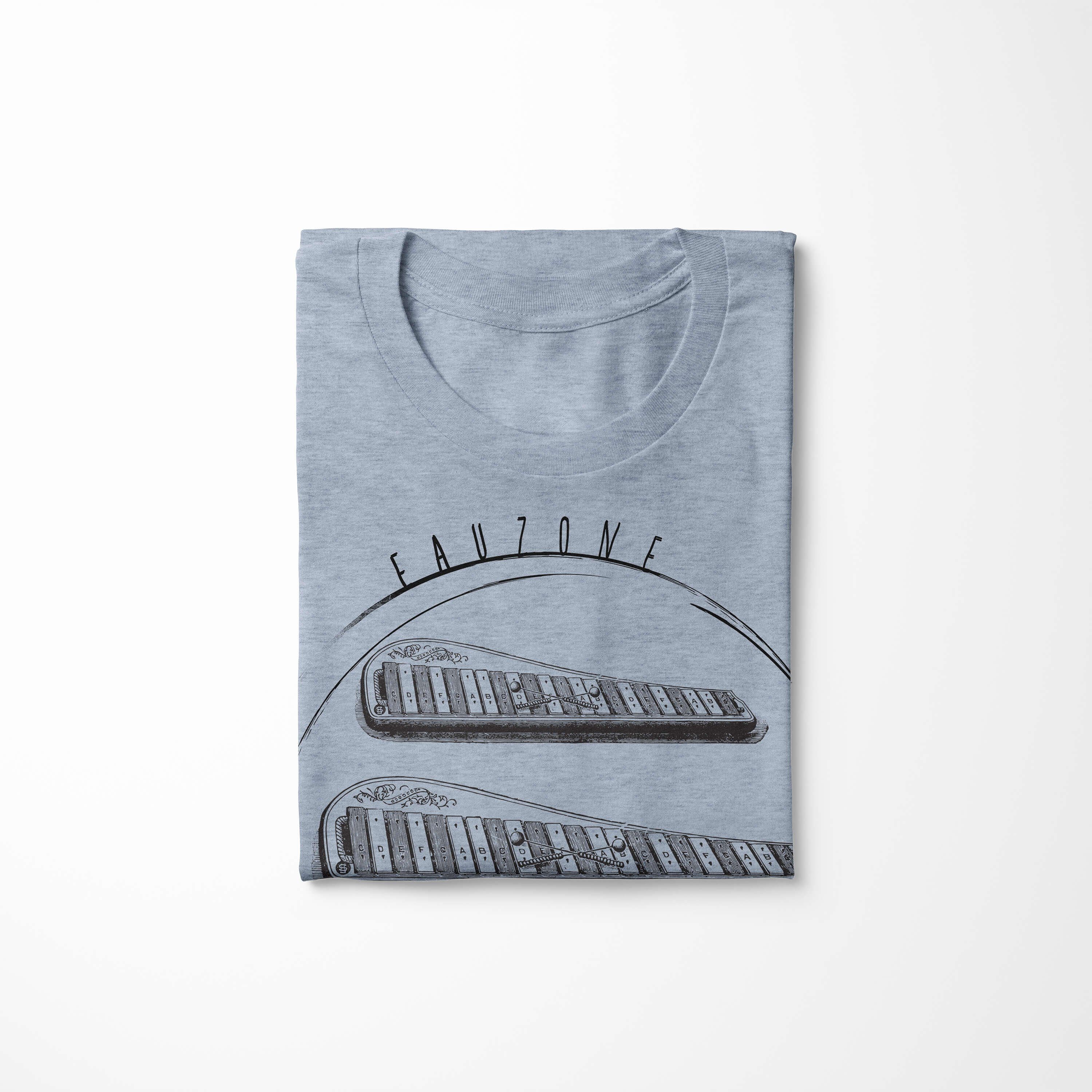 Art Stonewash T-Shirt T-Shirt Xylophone Vintage Denim Sinus Herren