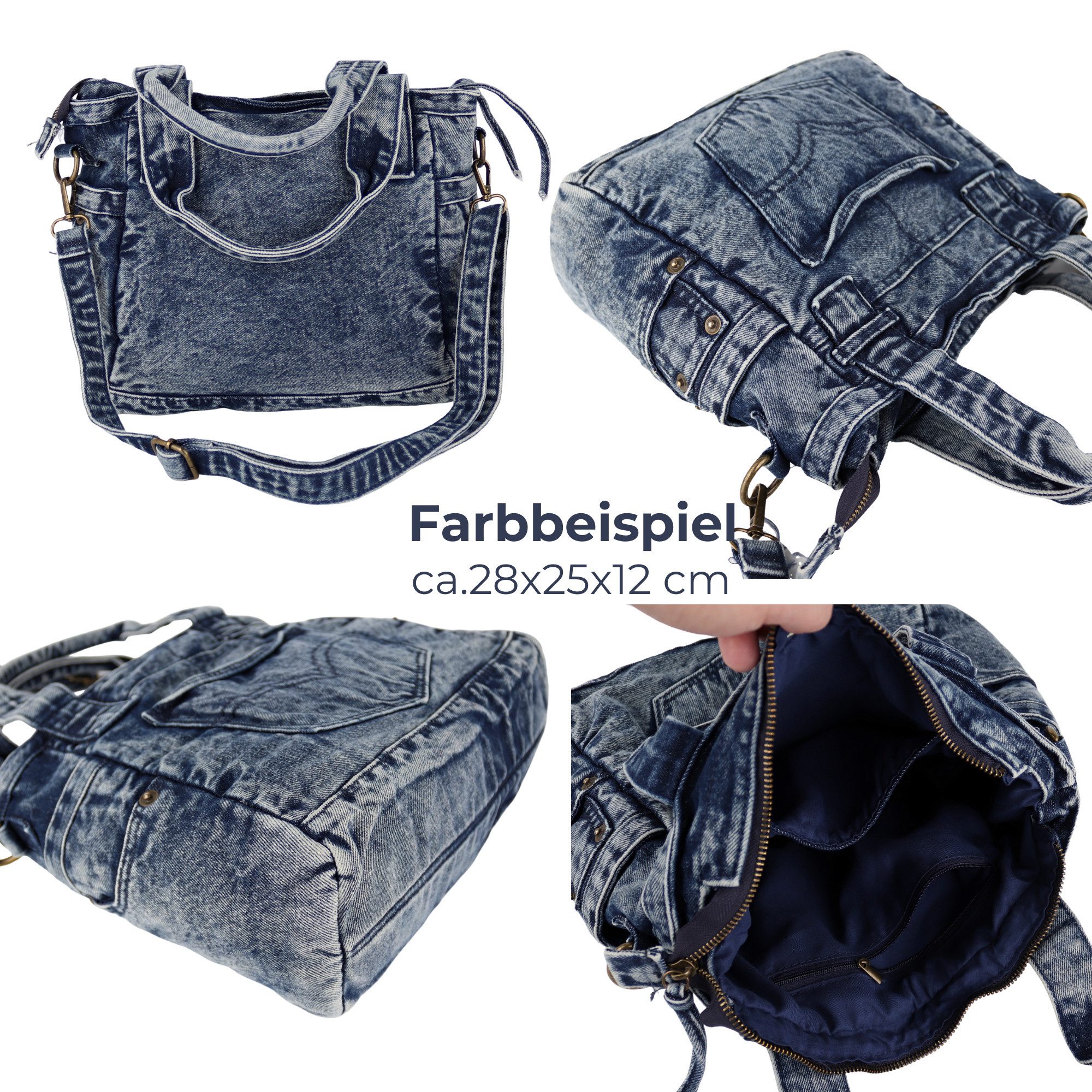 MIRROSI Umhängetasche Damen aus Jeans Schultertasche Denim 3 Größen auswähl günstig online kaufen