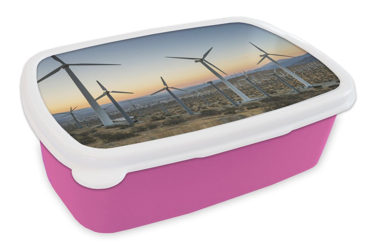Windrad, - (2-tlg), Sonne Lunchbox Snackbox, Amerika Erwachsene, Kinder, - MuchoWow Kunststoff Mädchen, rosa Brotdose für Kunststoff, Brotbox