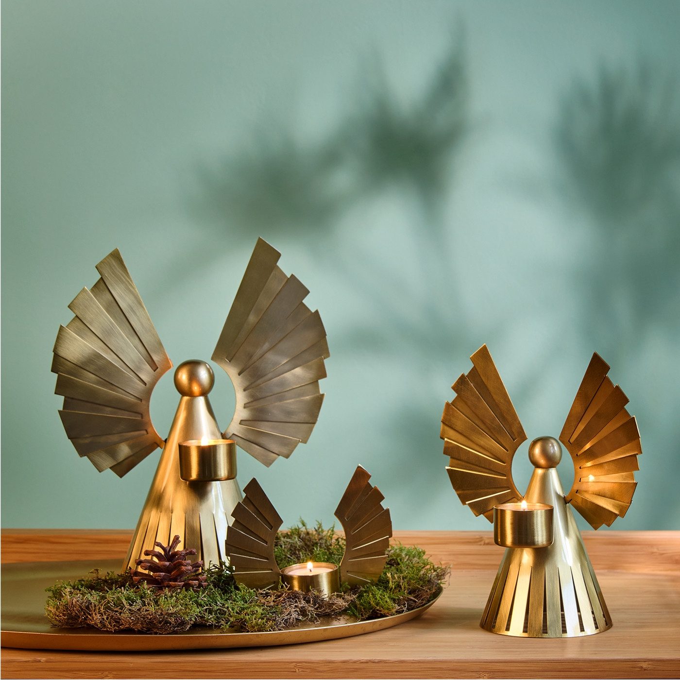 Lambert Kerzenständer Uriel Teelichthalter EngelEdelstahl, antik gold H 20, günstig online kaufen