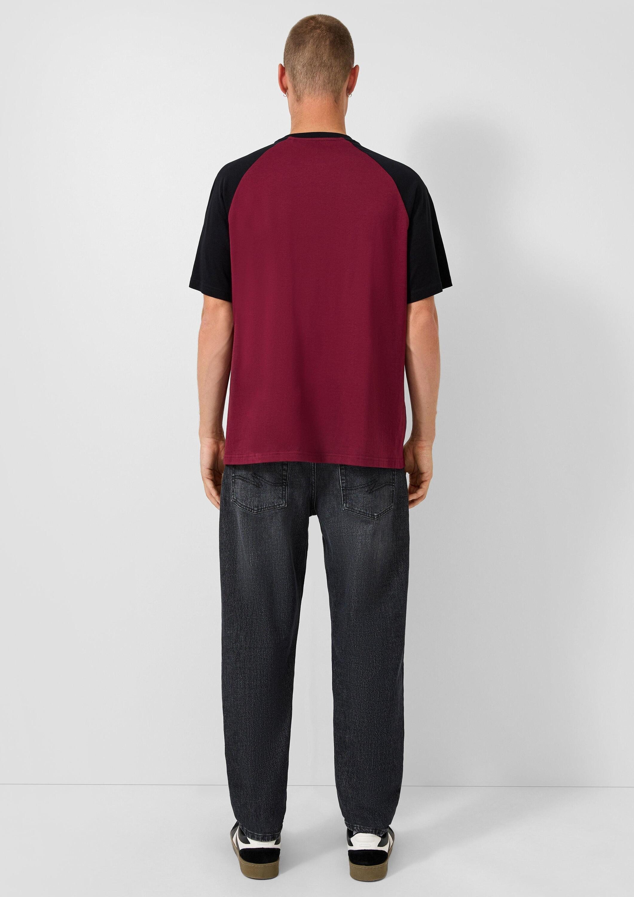 QS Kurzarmshirt T-Shirt Raglan T-Shirt mit Frontdruck, QS x Von Dutch