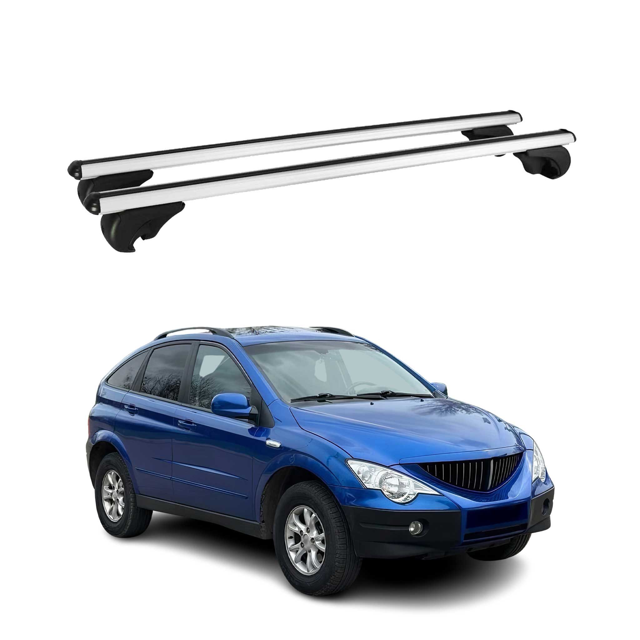 OMAC Dachträger für Ssangyong Actyon Gepäckträger Grundträger Aluminium Silber 2tlg (2-St), Wasserbeständig,Abnehmbar,Multifunktional,Leichtgewichtig