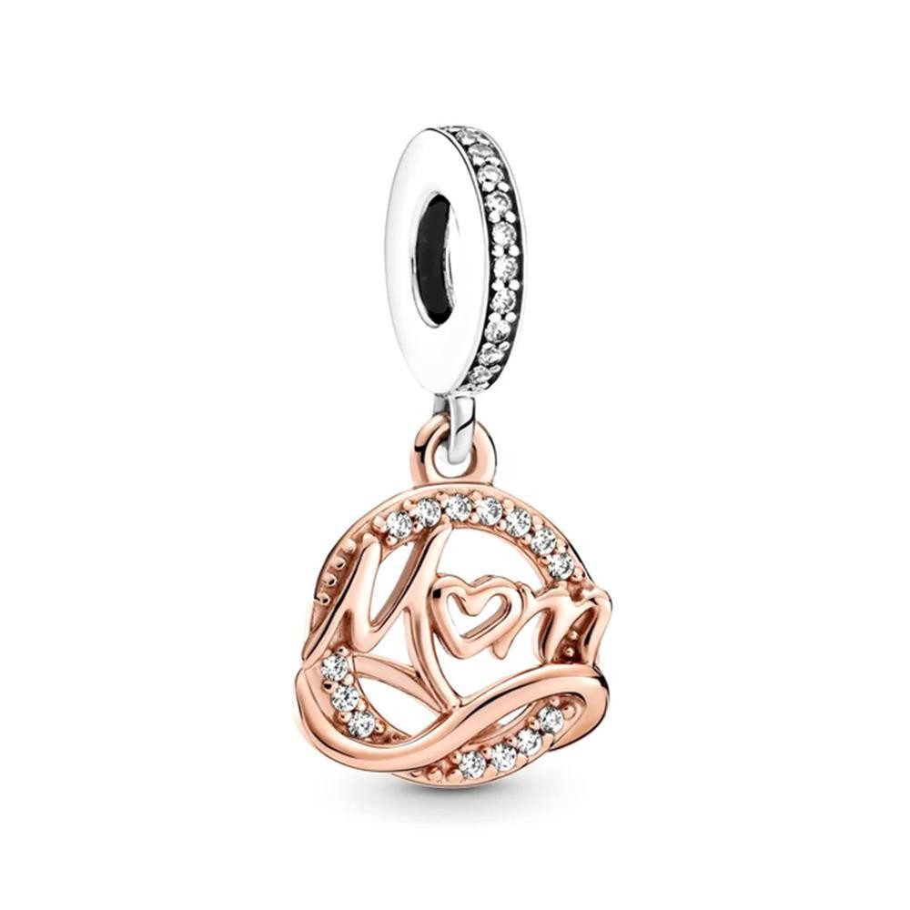 Charm-Einhänger PANDORA Charm Anhänger Mum zweifarbig
