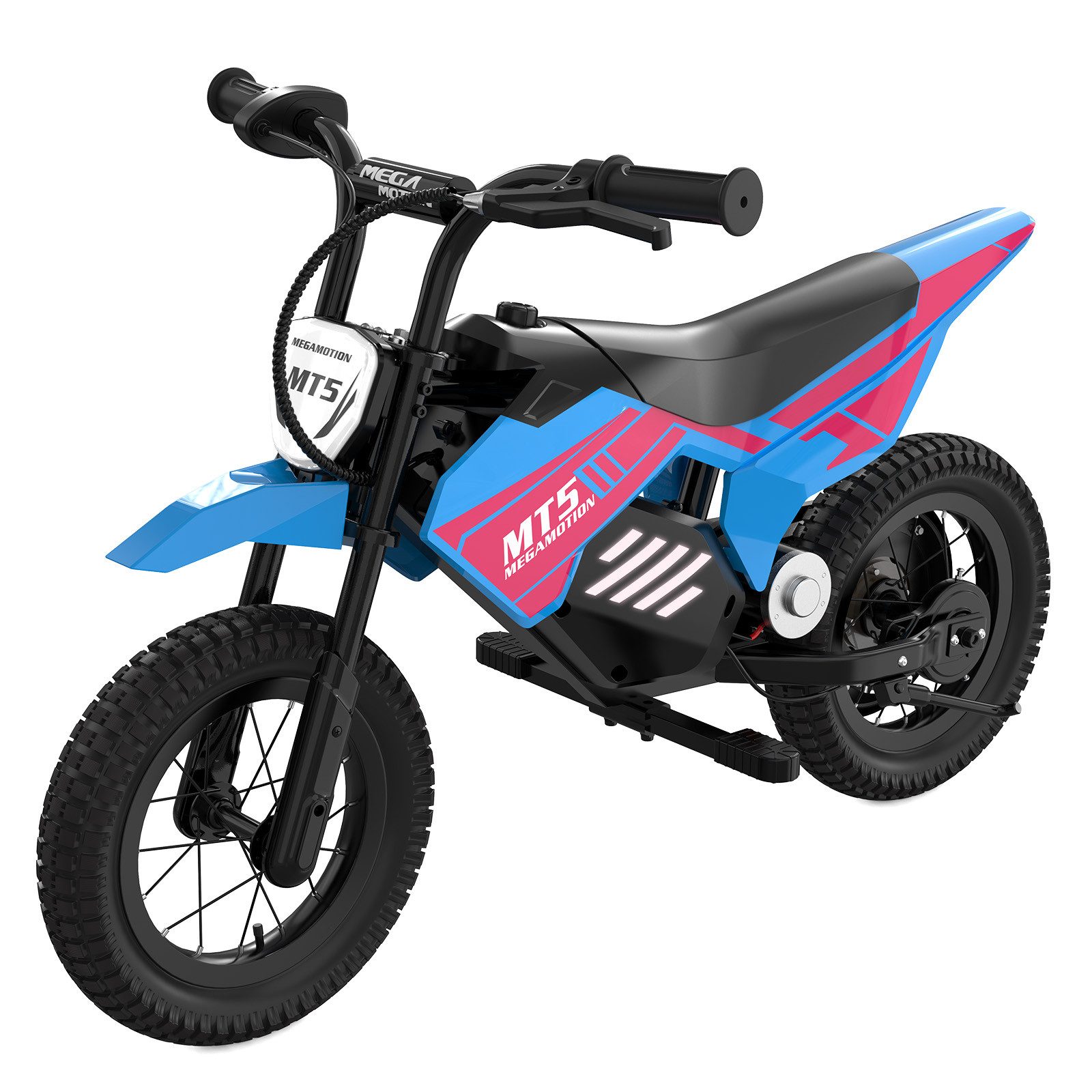 Mega Motion Elektro-Kindermotorrad MT5 Elektro Motorrad, 6/16 km/h,12 Zoll Luftreifen,Reichweite 10 km, Belastbarkeit 40 kg