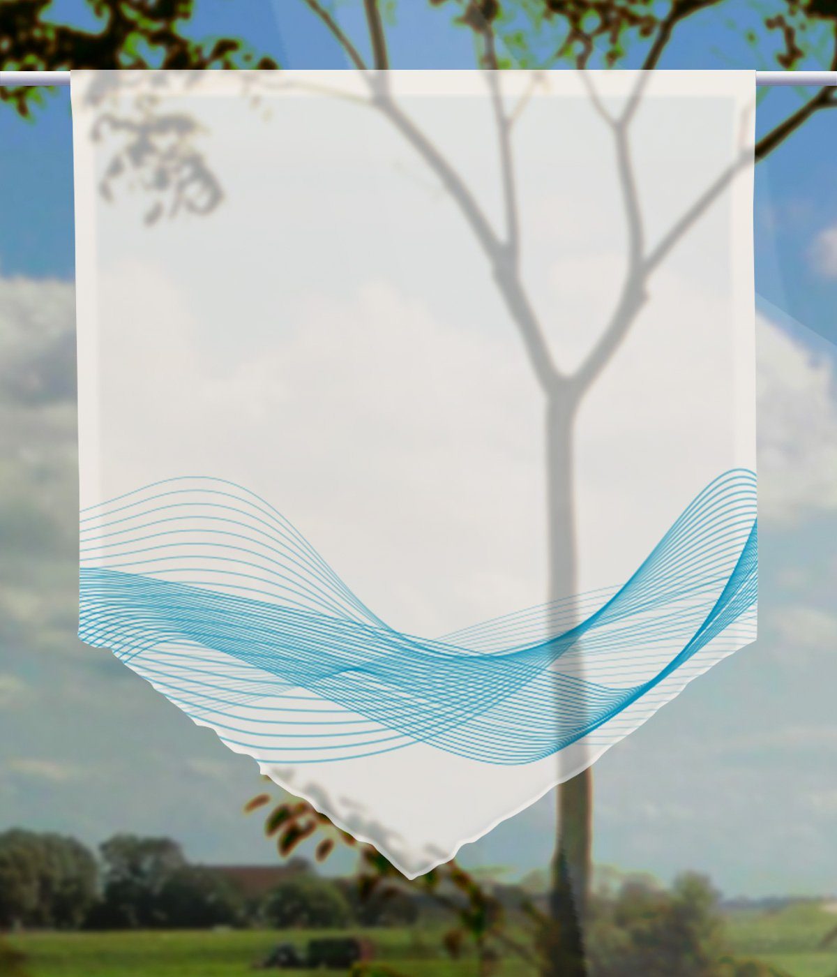 Stream Horizon gardinen-for-life Gardine, Spitze blau transparent, Scheibengardine
