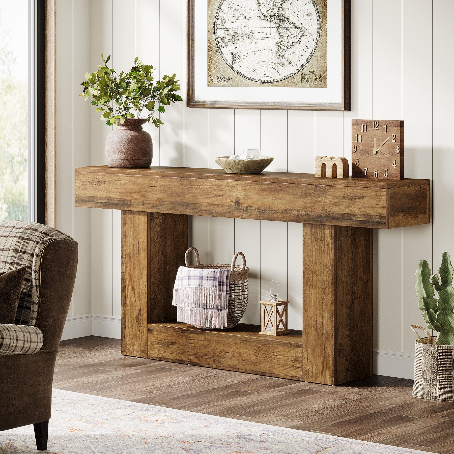 Tribesigns Konsolentisch 160 cm Eingangstisch im Landhausstil mit U-förmiger Basis