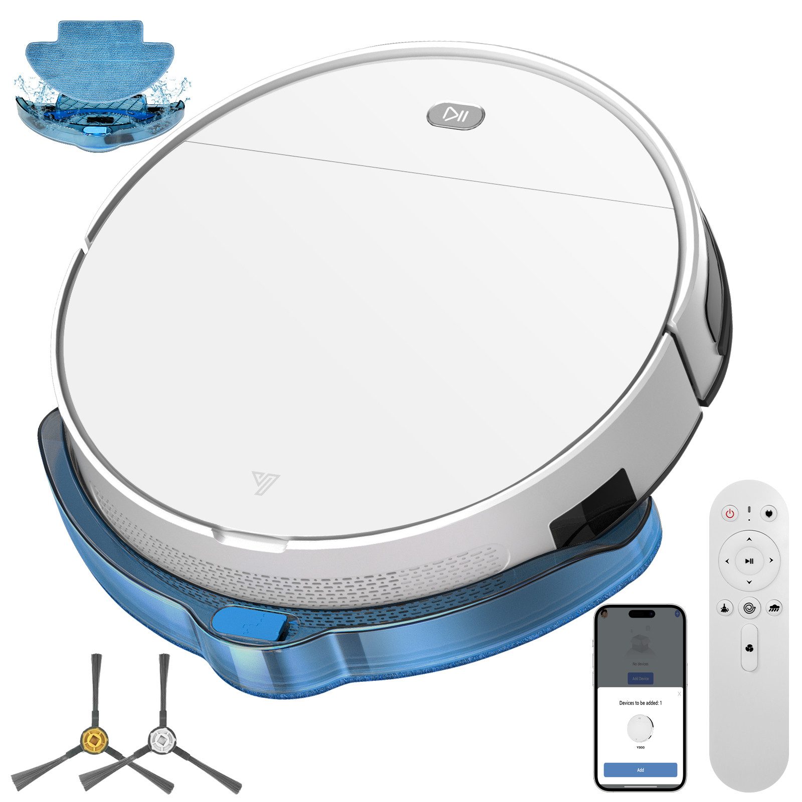 Ruzava Saugroboter Staubsauger Roboter 4500Pa/60W/120min Laufzeit 350 ml Behälter, 60 W, mit Beutel, Saugroboter mit Wischfunktion, 3000Pa/120Min, 2.5kg