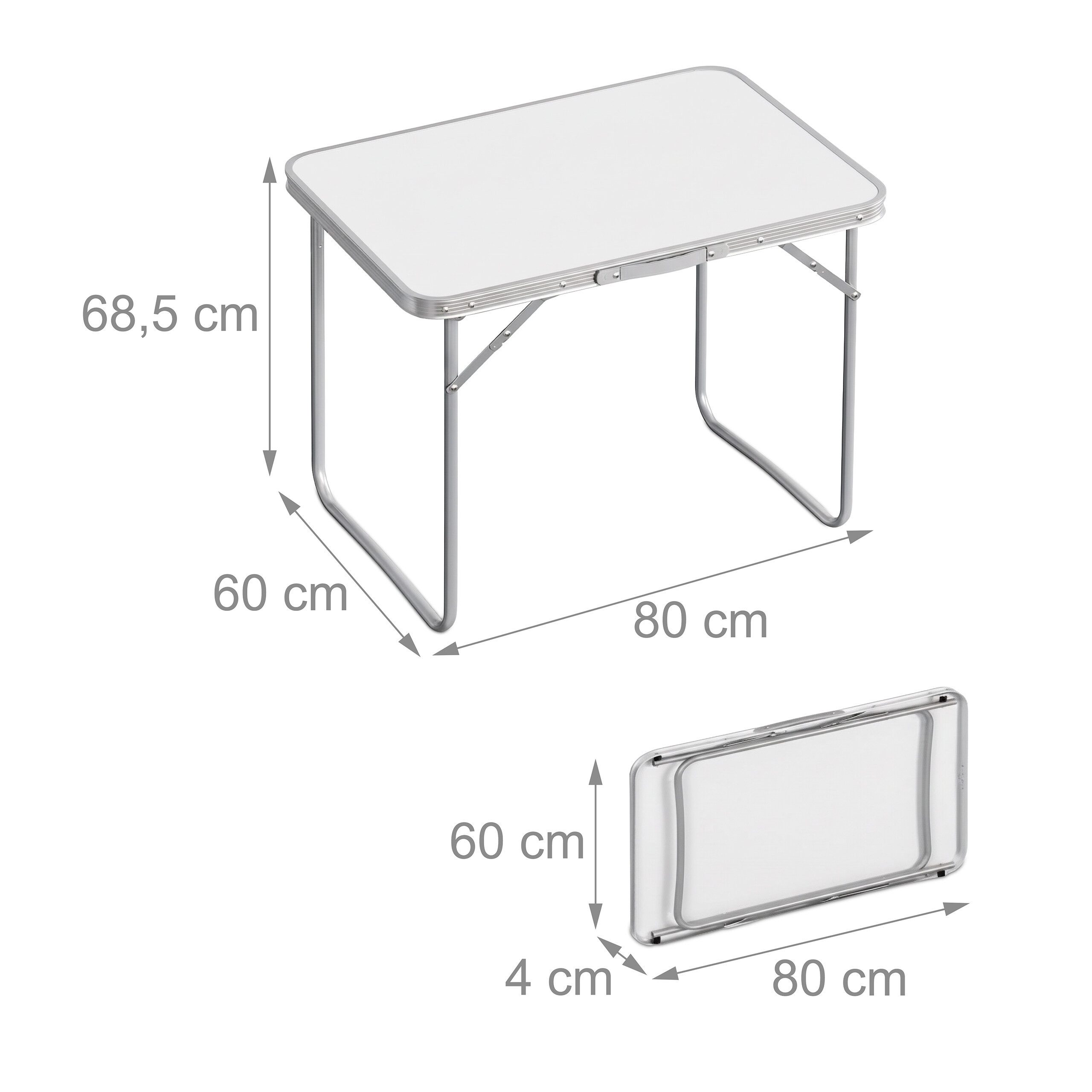 relaxdays Klapptisch Klappbarer Campingtisch, weiß