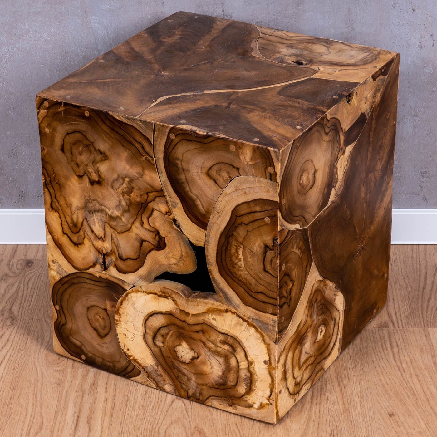 Holztisch Teakholz Hocker Levandeo® Beistelltisch Couchtisch, 45cm Höhe Holzhocker Tisch