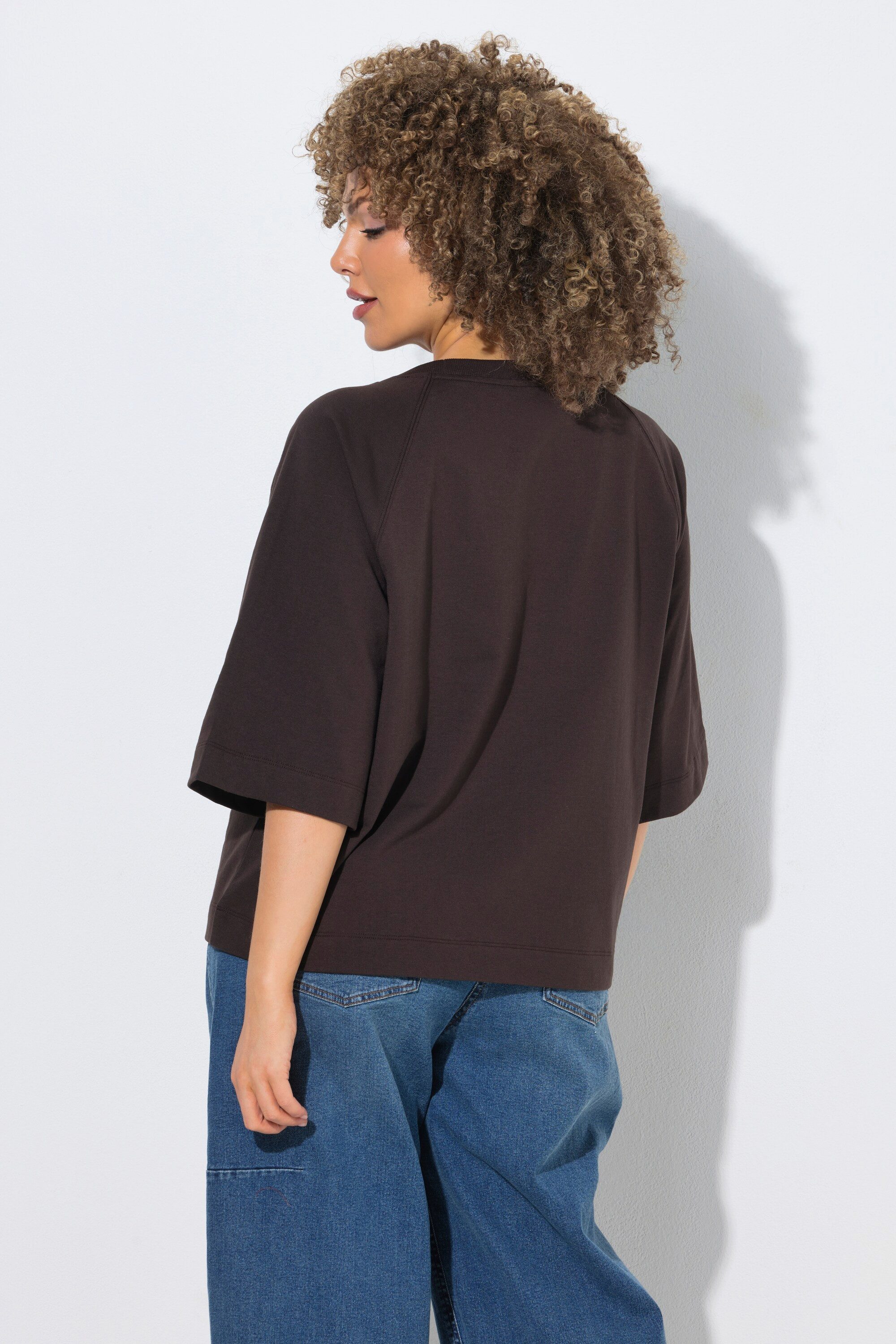 Ulla Popken Sweatshirt Sweatshirt Boxy Fit Rundhals Raglan-Halbarm – Bild 3 von 4