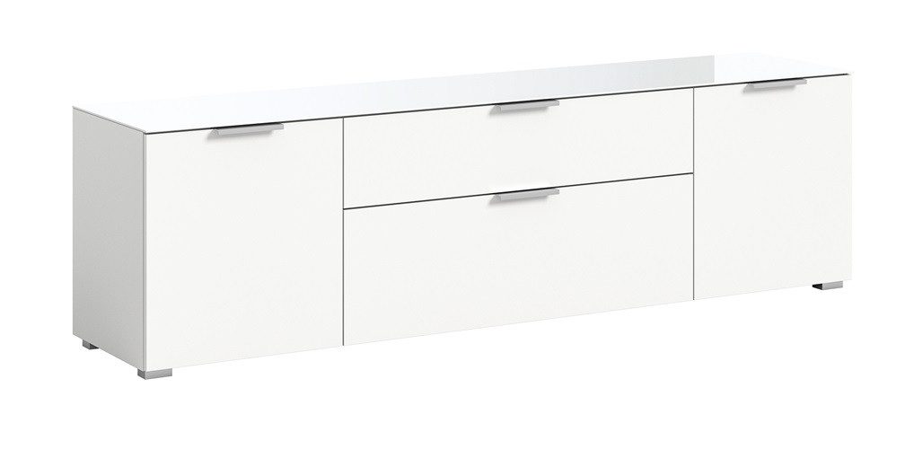 xonox.home Sideboard Lowboard Kommode Ray, mit Glasabsetzung, weiß, Sideboard, Wohnzimmerkommode ca. 180 cm