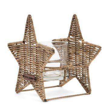 Rivièra Maison Windlicht Teelichthalter Lovely Star Rustic Rattan Braun (21cm)