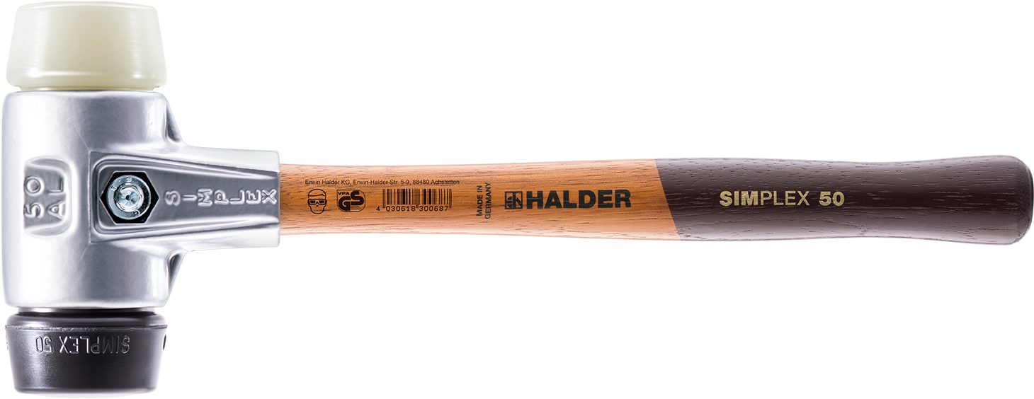Halder KG Hammer SIMPLEX-Schonhämmer, mit Aluminiumgehäuse und hochwertigem Holzstiel Ø=30 mm 3128.030