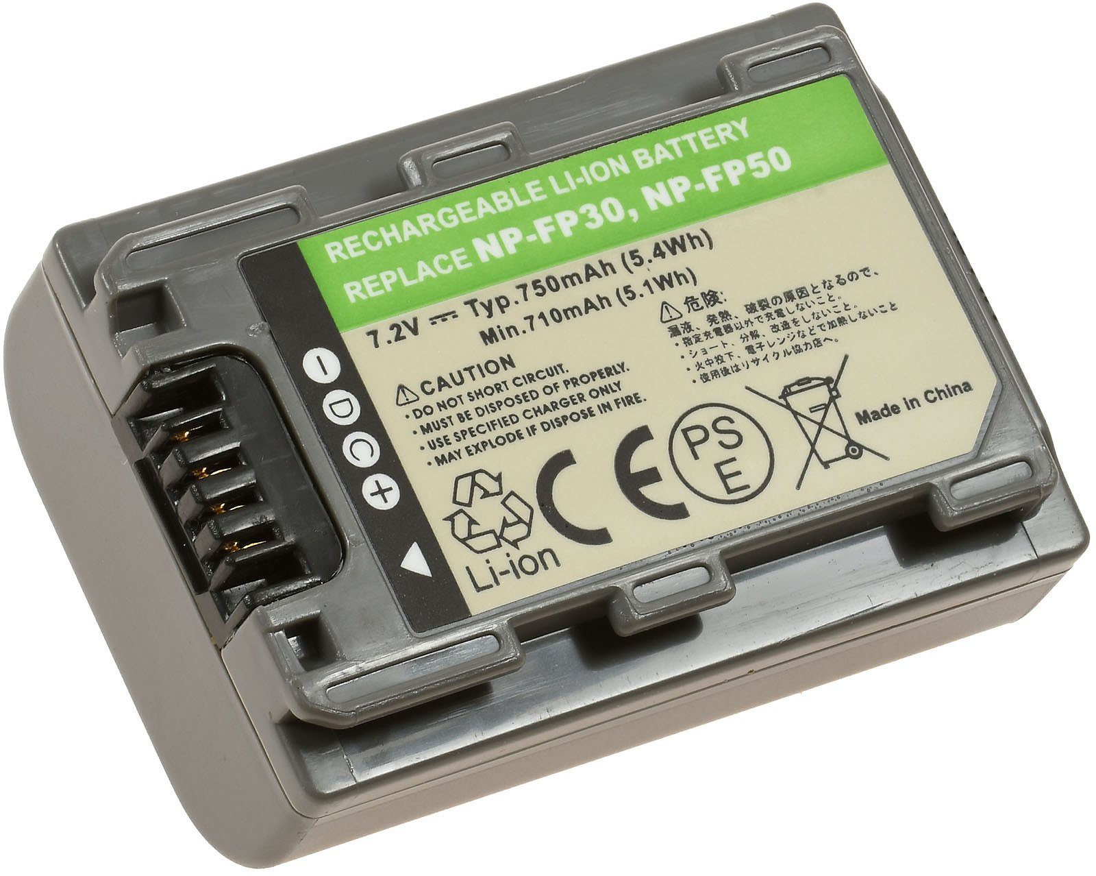 Powery Akku für Sony Typ NP-FP50 Kamera-Akku 750 mAh (7.2 V)