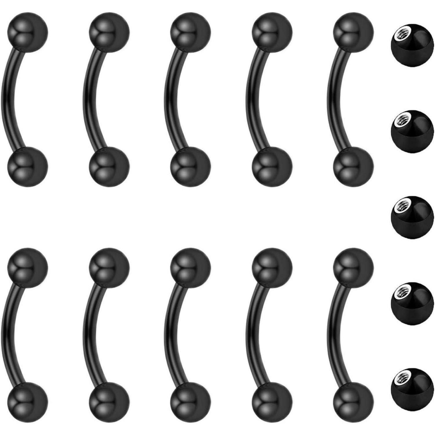 LuxusKollektion Augenbrauenpiercing Curved Barbell Piercing Augenbrauen Lippe Helix 1,2mm 8mm Edelstahl