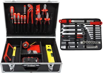 FAMEX Werkzeugset 755-58 Werkzeugkoffer gefüllt mit Werkzeug, (Werkzeug Satz, 164-St), Werkzeugkasten