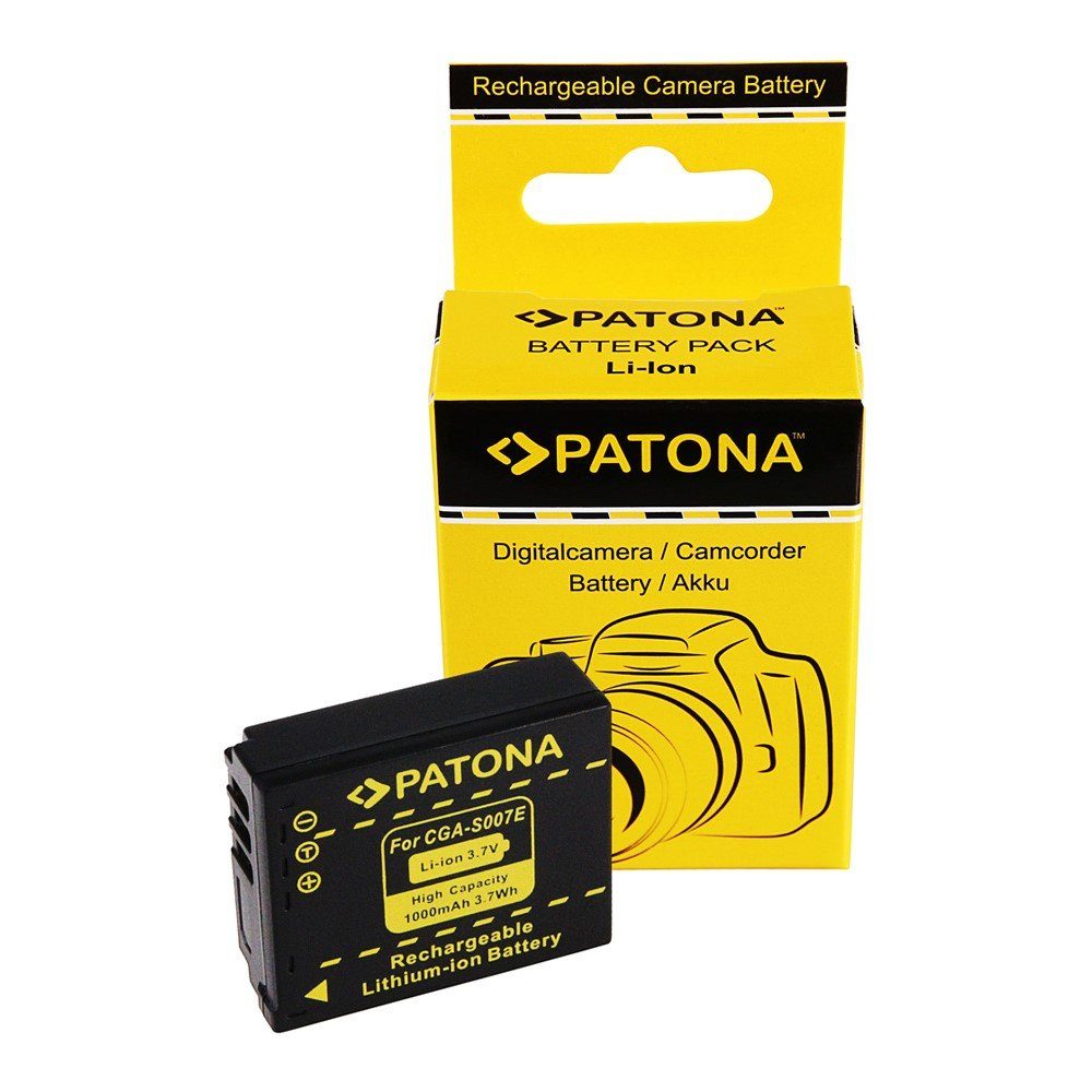 Patona Akku für Panasonic CGA-S007 Kamera-Akku Ersatzakku 1000 mAh (3,7 V, 1 St), S007 DMC-TZ5 TZ4 TZ3 TZ2 TZ1 DMW-BCD10