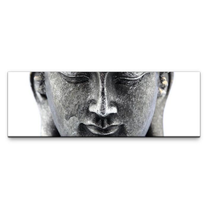 möbel-direkt.de Leinwandbild Bilder XXL Buddhakopf silber Wandbild auf Leinwand