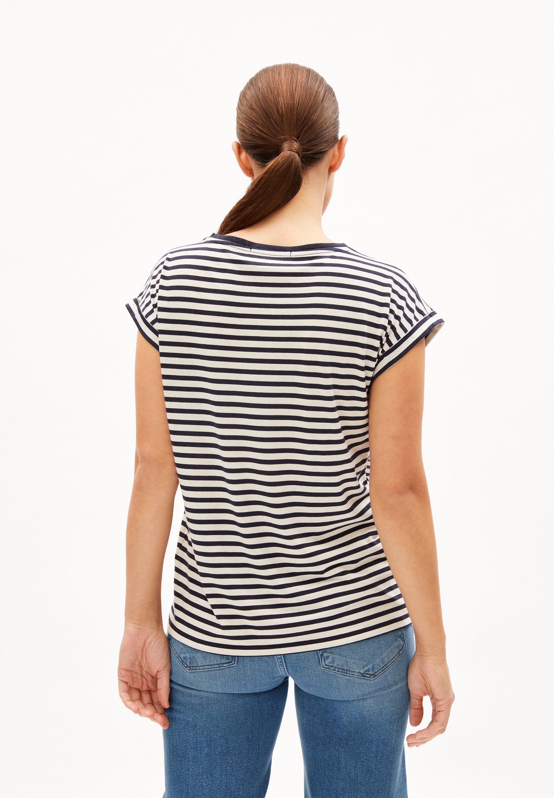 Details Armedangels T-Shirt JILAANA night (1-tlg) Damen Keine sky-oatmilk STRIPES