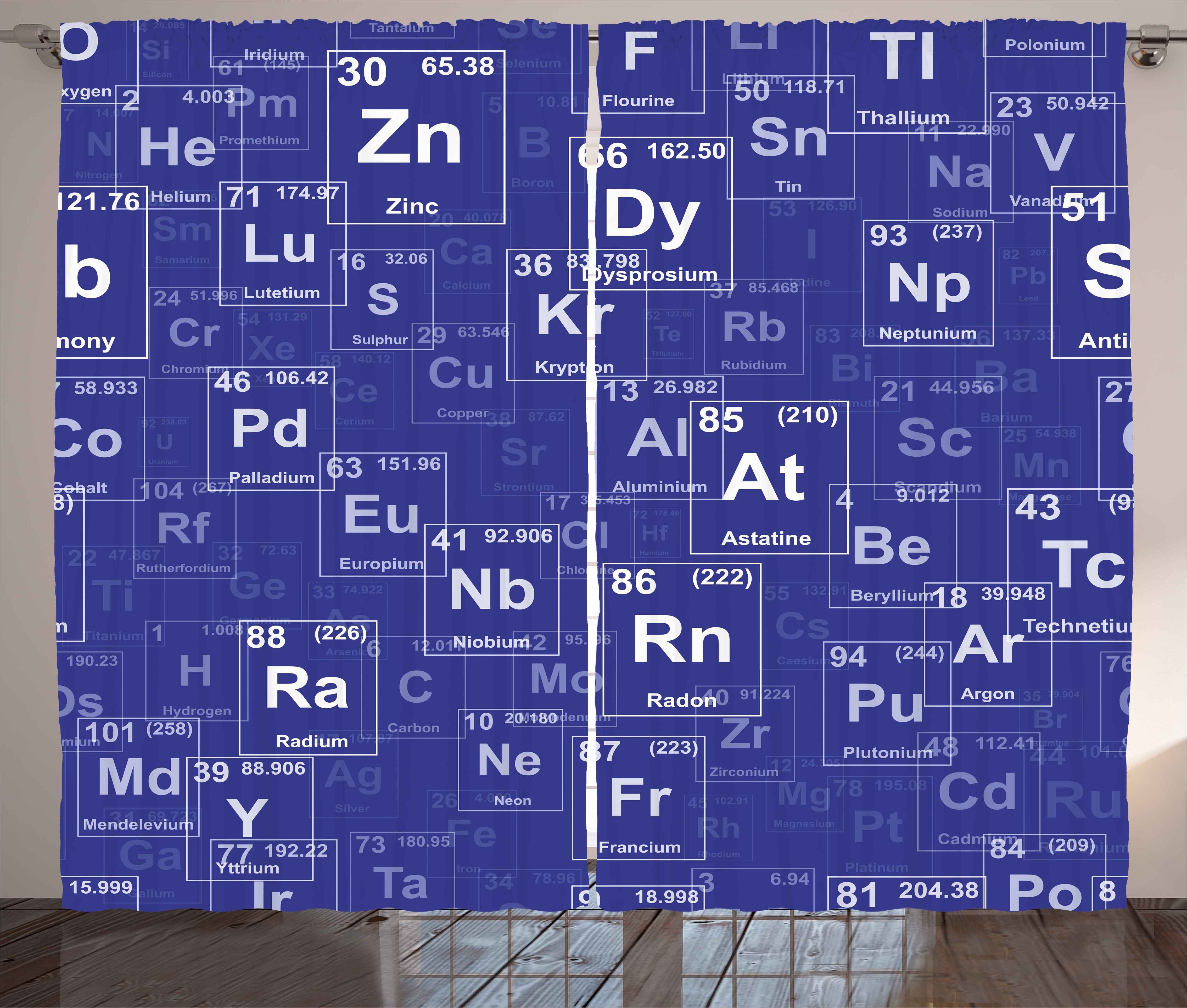 Gardine Schlafzimmer Kräuselband Vorhang mit Schlaufen und Haken, Abakuhaus, Periodensystem Chemie Theme