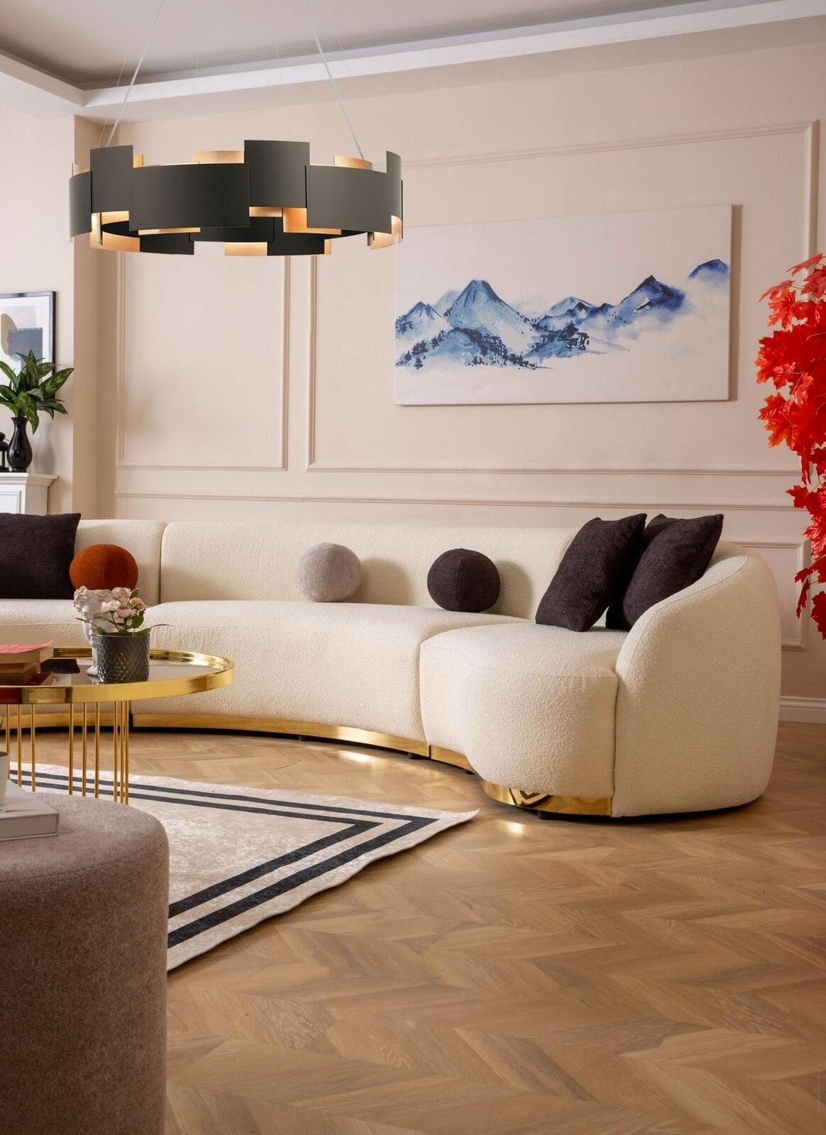Designer Wohnzimmer, Möbel Weiße in Moderne in Europa 4-Sitzer sofa JVmoebel Rund Teile, Made Eckgarnitur 1