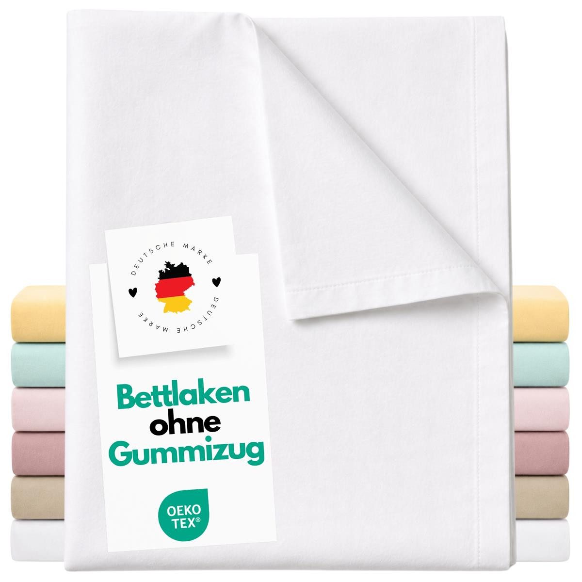 Carpe Sonno Betttuch Bettlaken ohne Gummizug Baumwolle 140x250 Haustuch klassisch glatt, Baumwolle, Gummizug: ohne, (1 Stück), Vielseitig verwendbar: Sommerdecke, Strandtuch, Überwurf uvm.