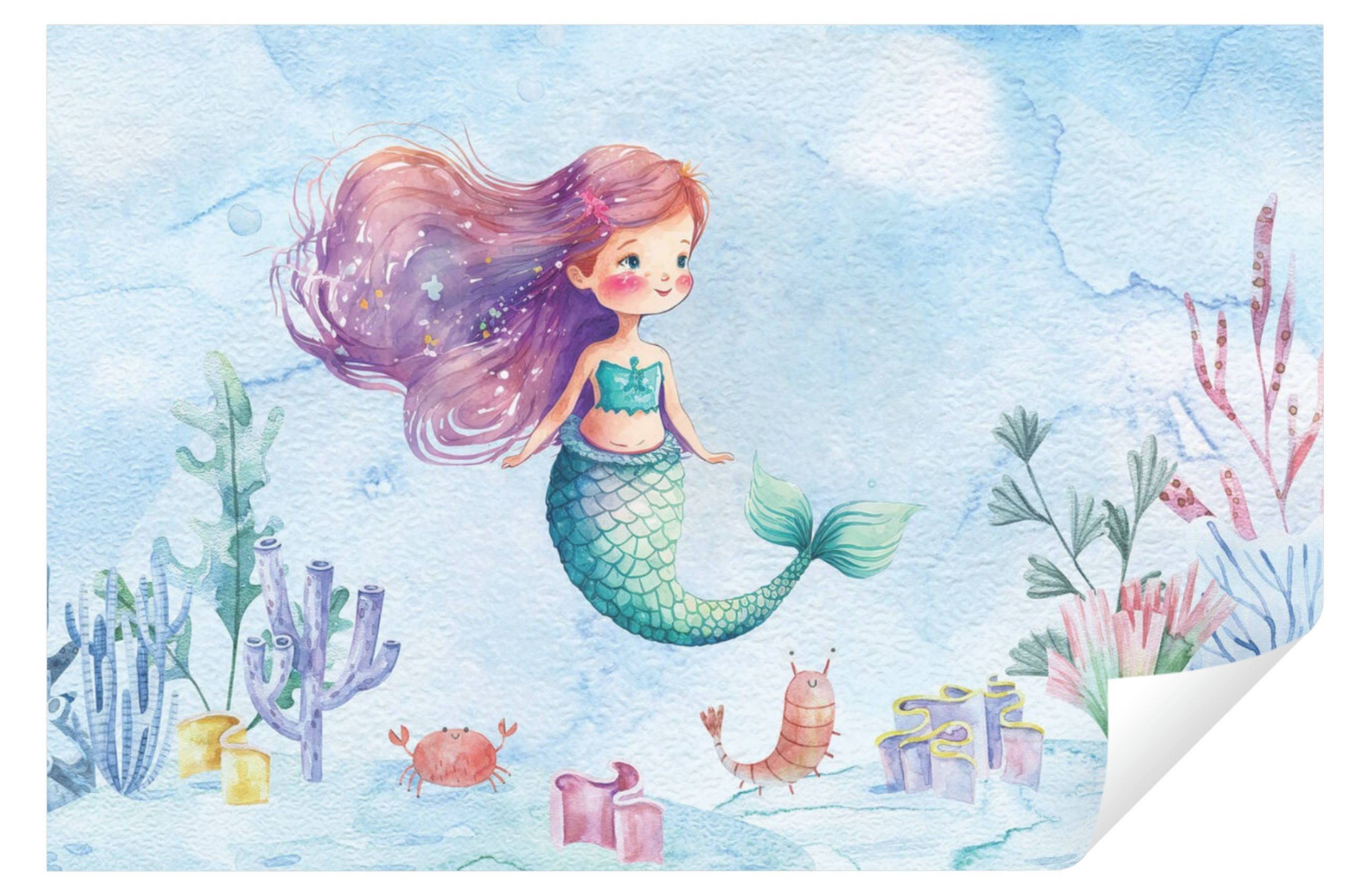 Wallarena Fototapete Blau - Vlies - Kinderzimmer, glatt, 104x70cm