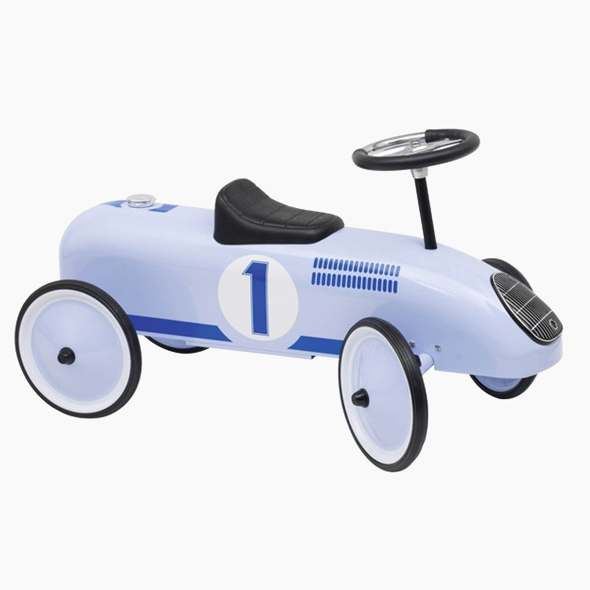 goki Rutscherauto Rutscherfahrzeug blau, (packung, 1-tlg., unmontiert), Durch die Gummireifen sehr geräuscharm.