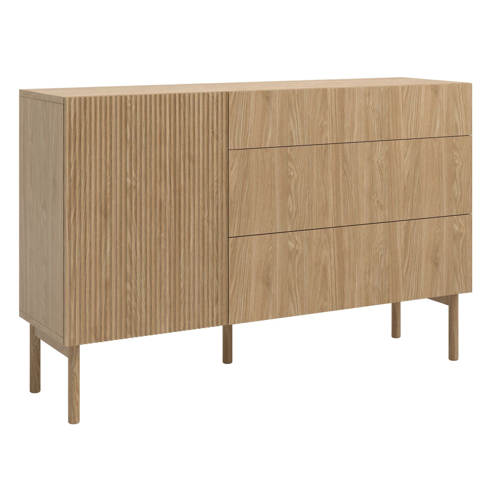 Selsey Sideboard NOLIE, 1-türig mit 2 Fächern, 3 Schubladen, Holzbeinen, 140 cm
