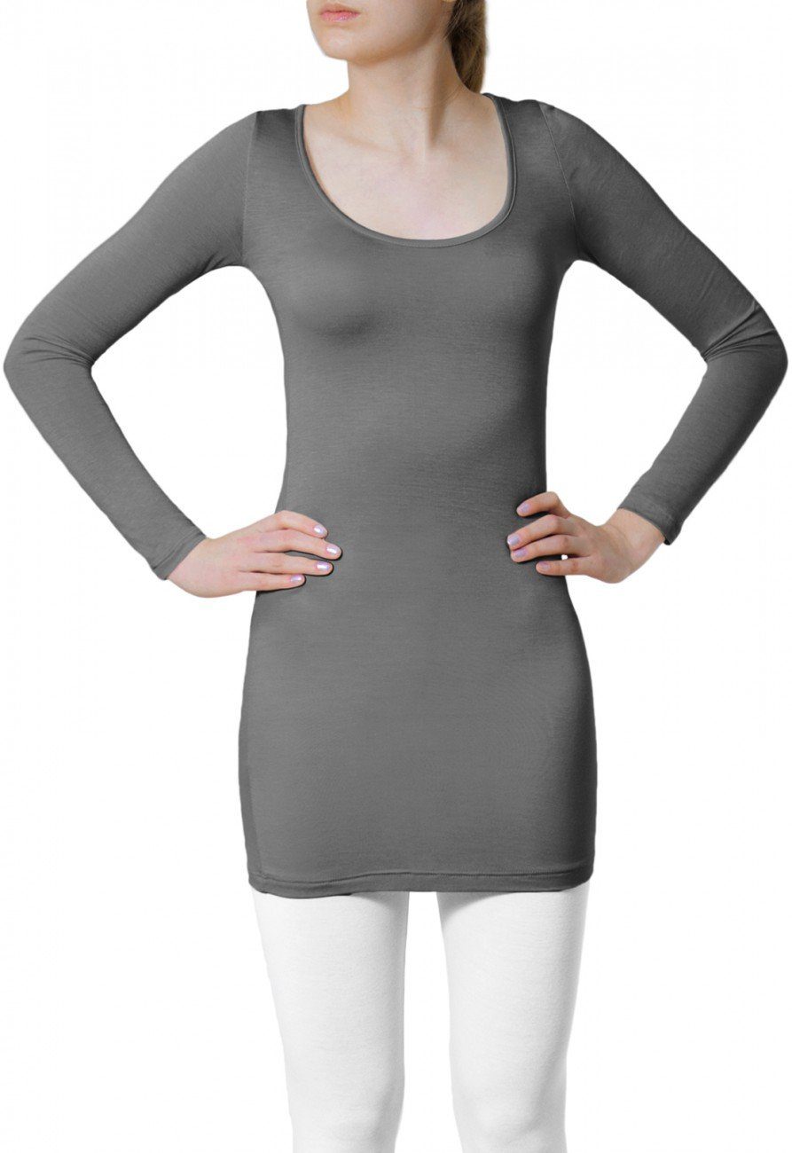 Caspar Langarmshirt MUSE SRT012 langes Damen Basic Shirt