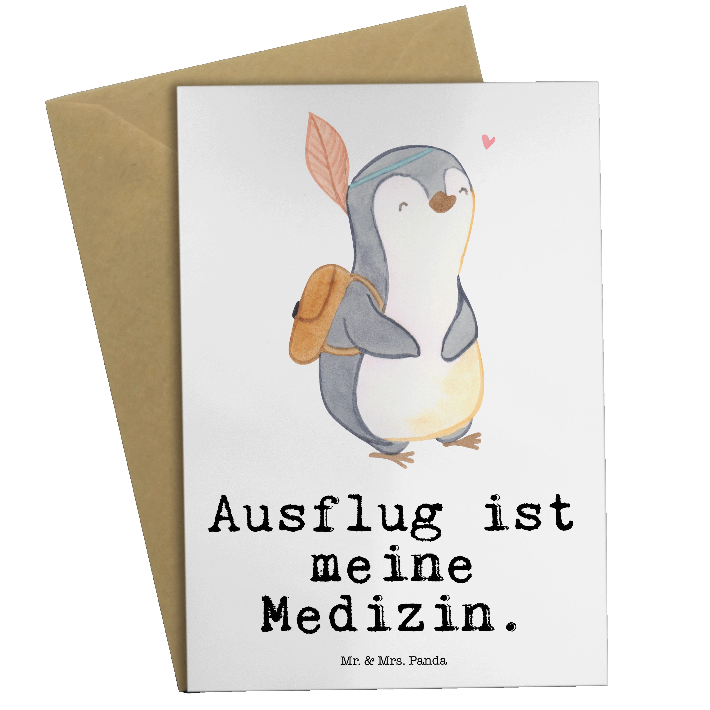 Mr. & Mrs. Panda Grußkarte Pinguin Ausflug Medizin - Weiß - Geschenk, Einladungskarte, Hochzeits