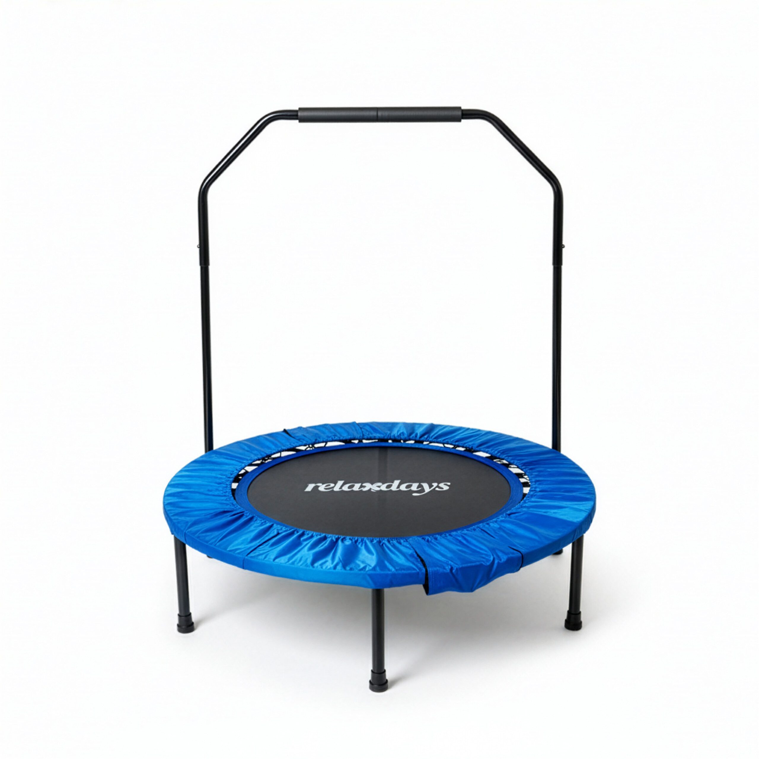 relaxdays Fitnesstrampolin Trampolin mit Haltestange Ø 102 cm, blau