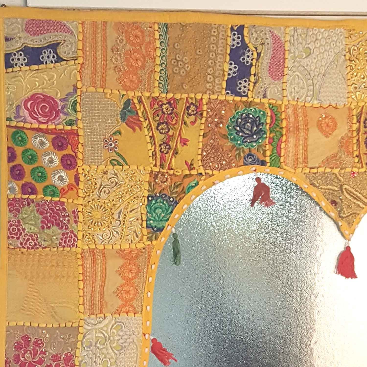Indischer Handmade, Casa Türvorhang Weihnachtsdeko Moro, St), Orientalischer Toran Türbehang, bestickt, (BxH) Gelb 110x100 cm Türvorhang blickdicht, (1