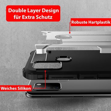 FITSU Handyhülle Outdoor Hülle für Samsung Galaxy A21s Schwarz, Robuste Handyhülle Outdoor Case stabile Schutzhülle mit Eckenschutz