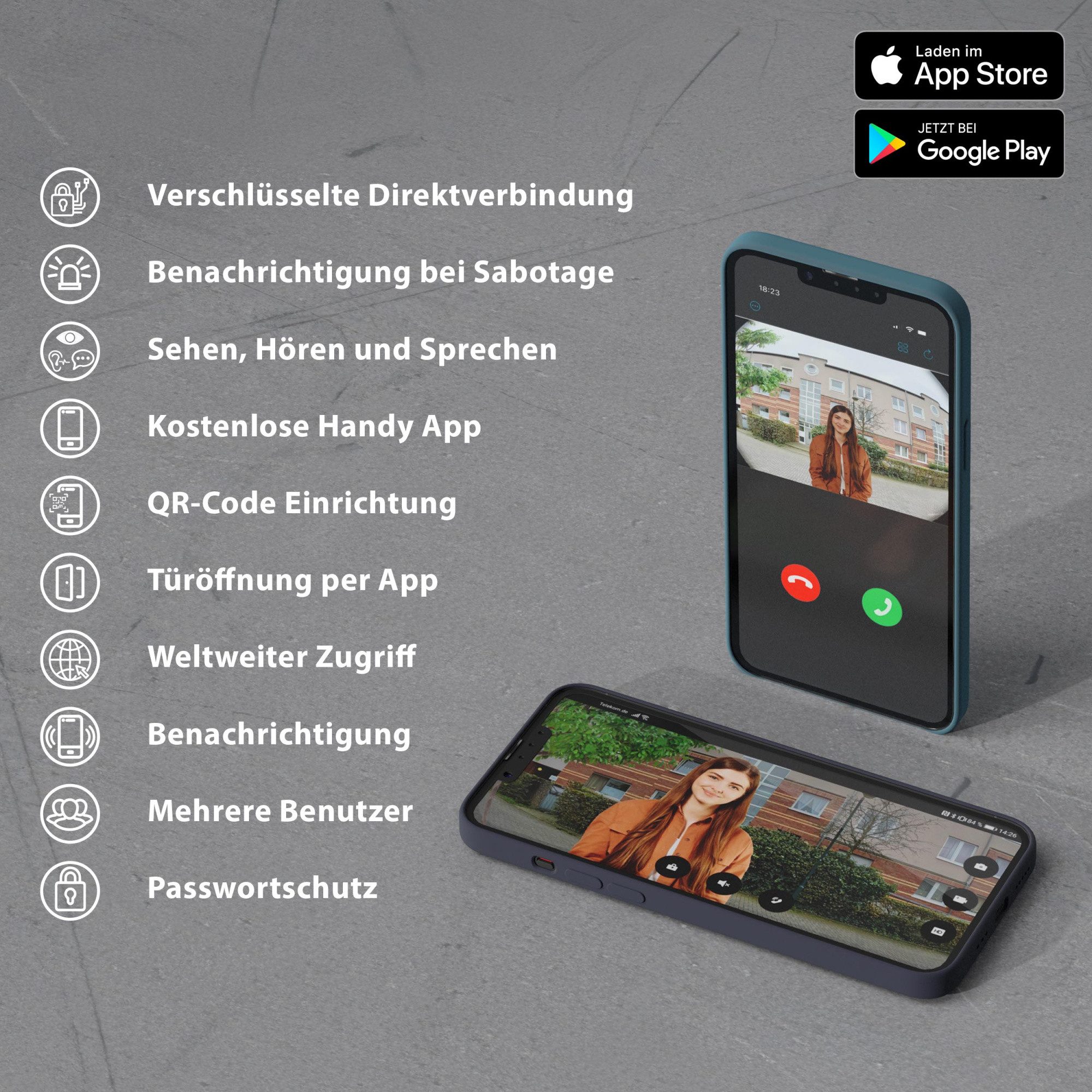 Goliath Intercom Video-Türsprechanlage Video Türklingel mit Kamera, 2-Familie Goliath Basic-Line 2-Draht (Privat oder Gewerblich)