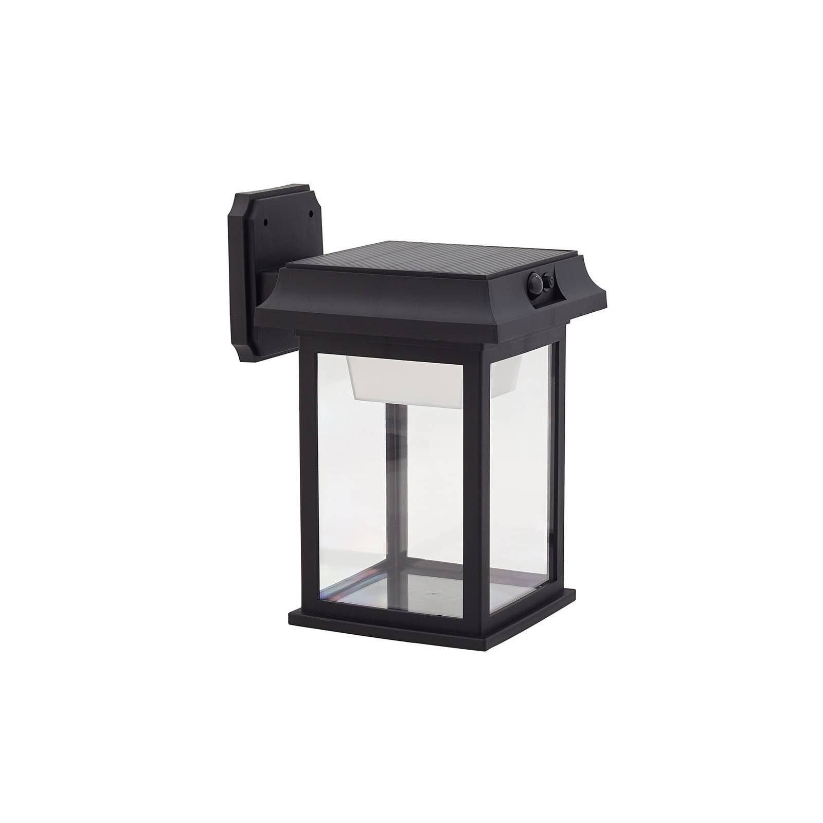 Lindby Außen-Wandleuchte Latarka, LED, Kunststoff Schwarz warmweiß IP44mit Bewegungsmelder, 1 x 8 W LED, warmweiß