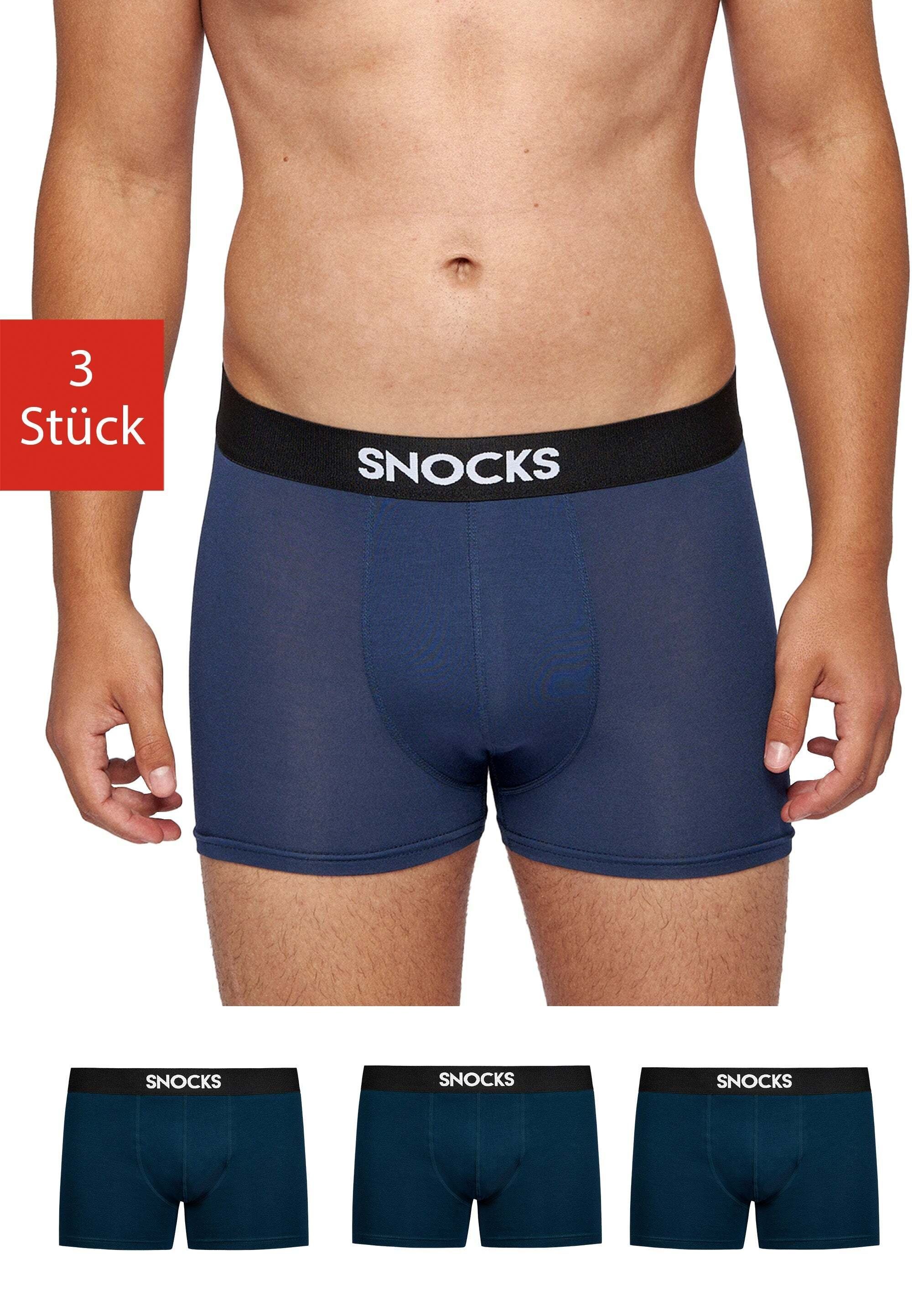 SNOCKS Boxershorts (3-St) aus 95% Lenzing Modal, besonders weich und angenehm zu tragen Blau