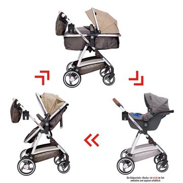 Lalalux Kombi-Kinderwagen Kinderwagen Babyboomer, 3 in 1 Kombi-Kinderwagen, aus wetterfestem und atmungsaktivem Material