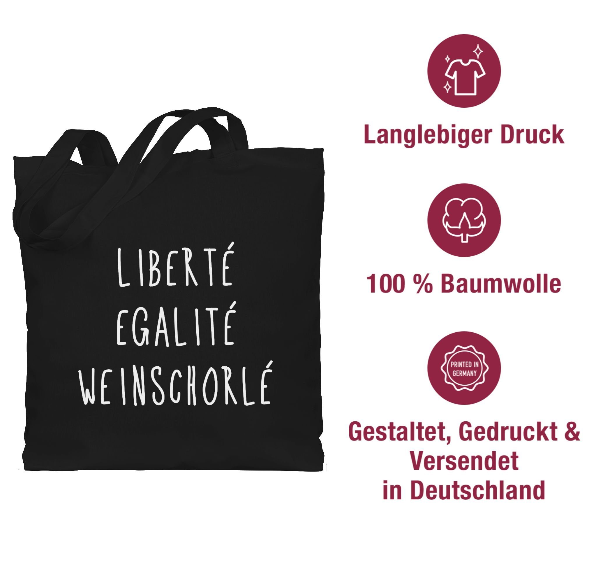 Liberte Statement Weinschorle, Schwarz Sprüche 1 Spruch Egalite mit Shirtracer Umhängetasche