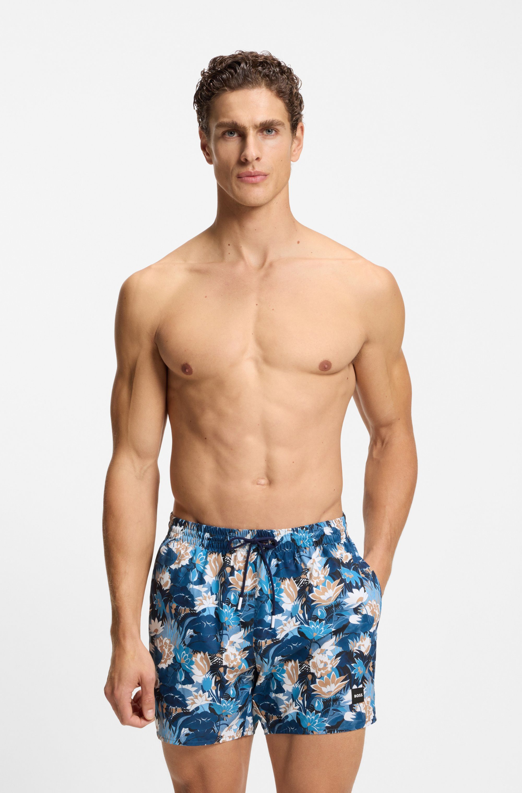 BOSS Badeshorts Piranha mit buntem Alloverdruck